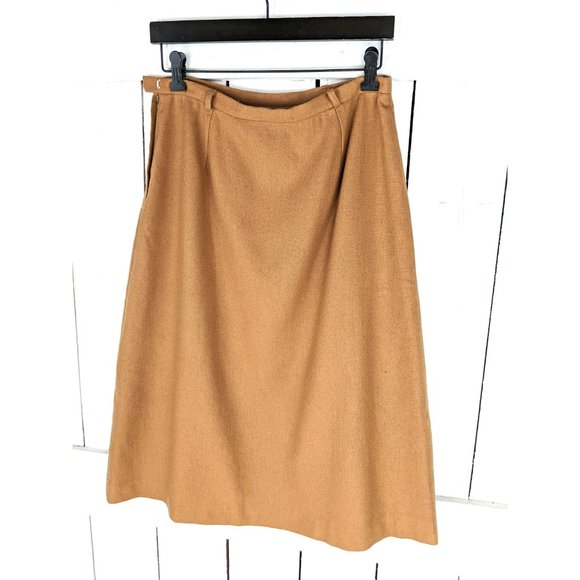 Vintage Century tan beige wool midi aline pencil skirt - Picture 6 of 6